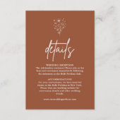 Rustikale Burnt Orange Boho Hochzeitdetails Begleitkarte (Vorderseite)