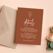 Rustikale Burnt Orange Boho Hochzeitdetails Begleitkarte