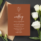 Rustikale Burnt Orange Botanicals Hochzeit Einladung