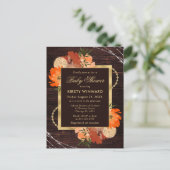 Rustikale Burnt Orange Fall Blume Babydusche Postkarte (Stehend Vorderseite)