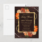 Rustikale Burnt Orange Fall Blume Babydusche Postkarte (Vorne/Hinten)