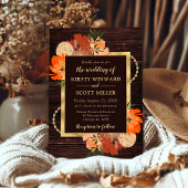 Rustikale Burnt Orange Fall Blume Hochzeit Einladung