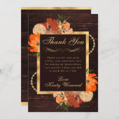Rustikale Burnt Orange Fall Blume Quinceanera Dankeskarte (Vorne/Hinten)