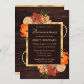 Rustikale Burnt Orange Fall Blume Quinceanera Einladung (Vorne/Hinten)