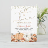 Rustikale Burnt Orange Floral Pumpkin Baby Dusche Einladung (Stehend Vorderseite)