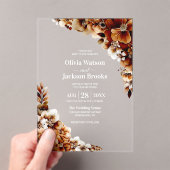 Rustikale Burnt Orange Floral Wedding Acryleinladungen (Insitu (Handheld))