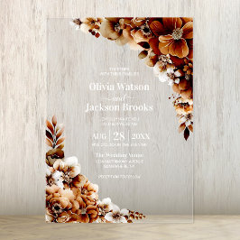 Rustikale Burnt Orange Floral Wedding Acryleinladungen