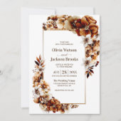Rustikale Burnt Orange Floral Wedding Einladung (Vorderseite)
