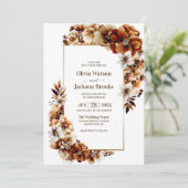 Rustikale Burnt Orange Floral Wedding Einladung (Stehend Vorderseite)