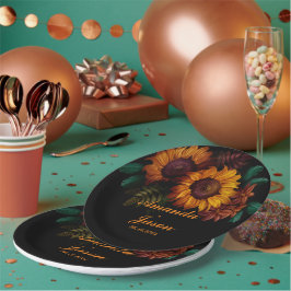 Rustikale Burnt Orange Floral Wedding Party Pappteller