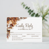 Rustikale Burnt Orange Floral Wedding RSVP Karte (Stehend Vorderseite)
