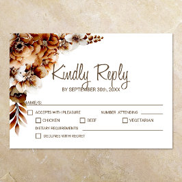 Rustikale Burnt Orange Floral Wedding RSVP Karte