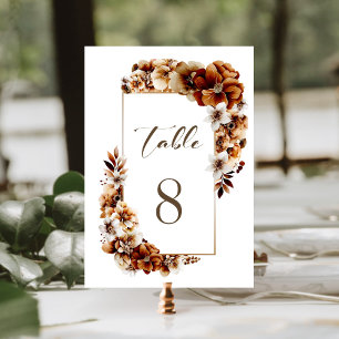 Rustikale Burnt Orange Floral Wedding Tischnummer