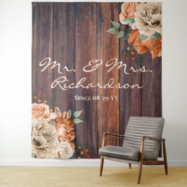 Rustikale Burnt Orange Florals Foto Hintergrund Ho Wandteppich
