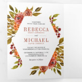 Rustikale Burnt Orange Foto Collage Wedding Dreifach Gefaltete Einladung (Innen Erste Seite)