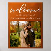 Rustikale Burnt Orange Foto Herbsthochzeit Begrüßu Poster (Vorne)
