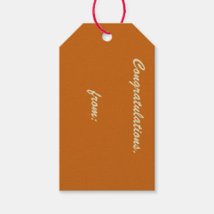 Rustikale Burnt Orange Glückwünsche (Goldschrift Geschenkanhänger