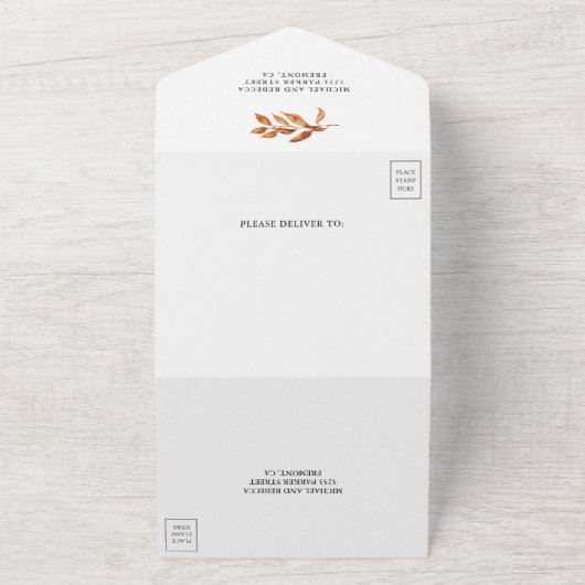 Rustikale Burnt Orange Herbst Herbsthochzeit All In One Einladung (Außenbereich)