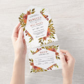 Rustikale Burnt Orange Herbst Herbsthochzeit All In One Einladung (Abreißen)