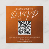 Rustikale Burnt Orange Herbst Hochzeit QR Code UAW Begleitkarte (Vorderseite)
