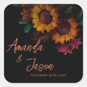 Rustikale Burnt Orange Hübsch Floral Wedding Quadratischer Aufkleber (Vorderseite)