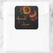 Rustikale Burnt Orange Hübsch Floral Wedding Quadratischer Aufkleber (Tasche)