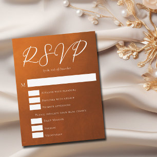 Rustikale Burnt Orange Meal Choice Herbsthochzeit RSVP Karte