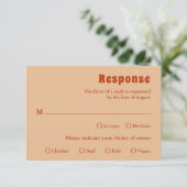 Rustikale Burnt Orange Moderne Hochzeit RSVP Karte (Stehend Vorderseite)
