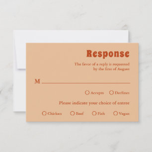 Rustikale Burnt Orange Moderne Hochzeit RSVP Karte