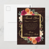 Rustikale Burnt Orange Red Fall Blume Hochzeit Postkarte (Vorne/Hinten)