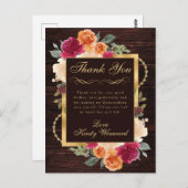 Rustikale Burnt Orange Red Fall Blume Quinceanera Postkarte (Vorne/Hinten)