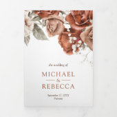 Rustikale Burnt Orange Rose Foto Collage Wedding Dreifach Gefaltete Einladung (Cover)