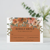 Rustikale Burnt Orange Rust Brown Floral Arch Hoch RSVP Karte (Stehend Vorderseite)