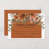 Rustikale Burnt Orange Rust Brown Floral Arch Hoch RSVP Karte (Vorne/Hinten)