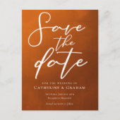 Rustikale Burnt Orange Typografie Save the Date fa Postkarte (Vorderseite)