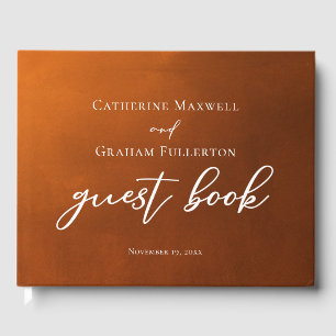 Rustikale Burnt Orange Typografy Herbsthochzeit Gästebuch
