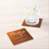 Rustikale Burnt Orange Typografy Herbsthochzeit Rechteckiger Pappuntersetzer (Vor Ort)