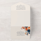 Rustikale Burnt Orange- und Blue Floral Wedding All In One Einladung (Außenbereich)
