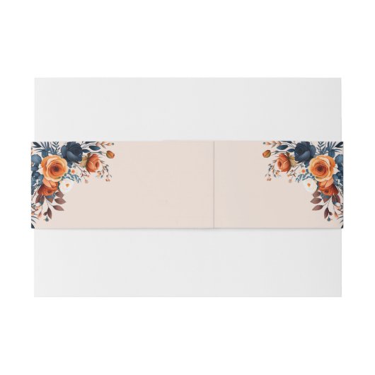 Rustikale Burnt Orange und Blue Wedding Einladungsbanderole (Rückseitenbeispiel)