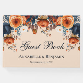 Rustikale Burnt Orange und Blue Wedding Gästebuch