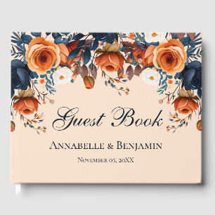 Rustikale Burnt Orange und Blue Wedding Gästebuch