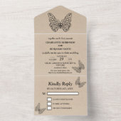 Rustikale Butterfly-Hochzeit All In One Einladung (Innen)