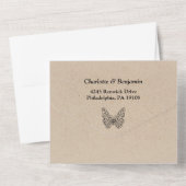 Rustikale Butterfly-Hochzeit All In One Einladung (Rückseite)