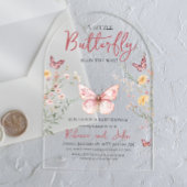 Rustikale Butterfly-Wildblume Blumenbaby-Dusche Acryleinladungen