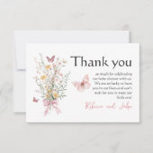 Rustikale Butterfly-Wildblume Blumenbaby-Dusche Dankeskarte (Vorderseite)