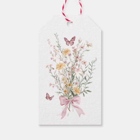 Rustikale Butterfly-Wildblume Blumenbaby-Dusche Geschenkanhänger (Rückseite)