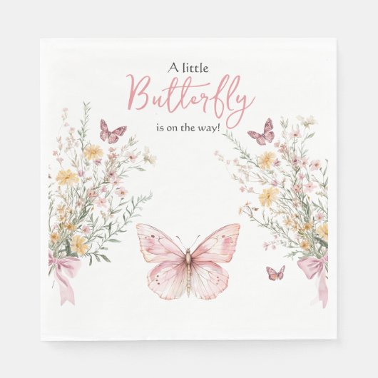 Rustikale Butterfly-Wildblume und Bow Baby Dusche Serviette (Vorderseite)