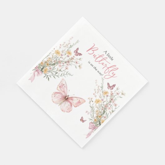 Rustikale Butterfly-Wildblume und Bow Baby Dusche Serviette (Ecke)