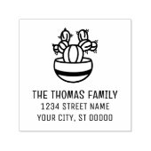 Rustikale Cactus-Pflanze in Pot #3-Name-Adresse Permastempel (Design)