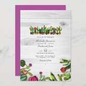 Rustikale Cactus succulents QR Code UAWG Wedding Einladung (Vorne/Hinten)